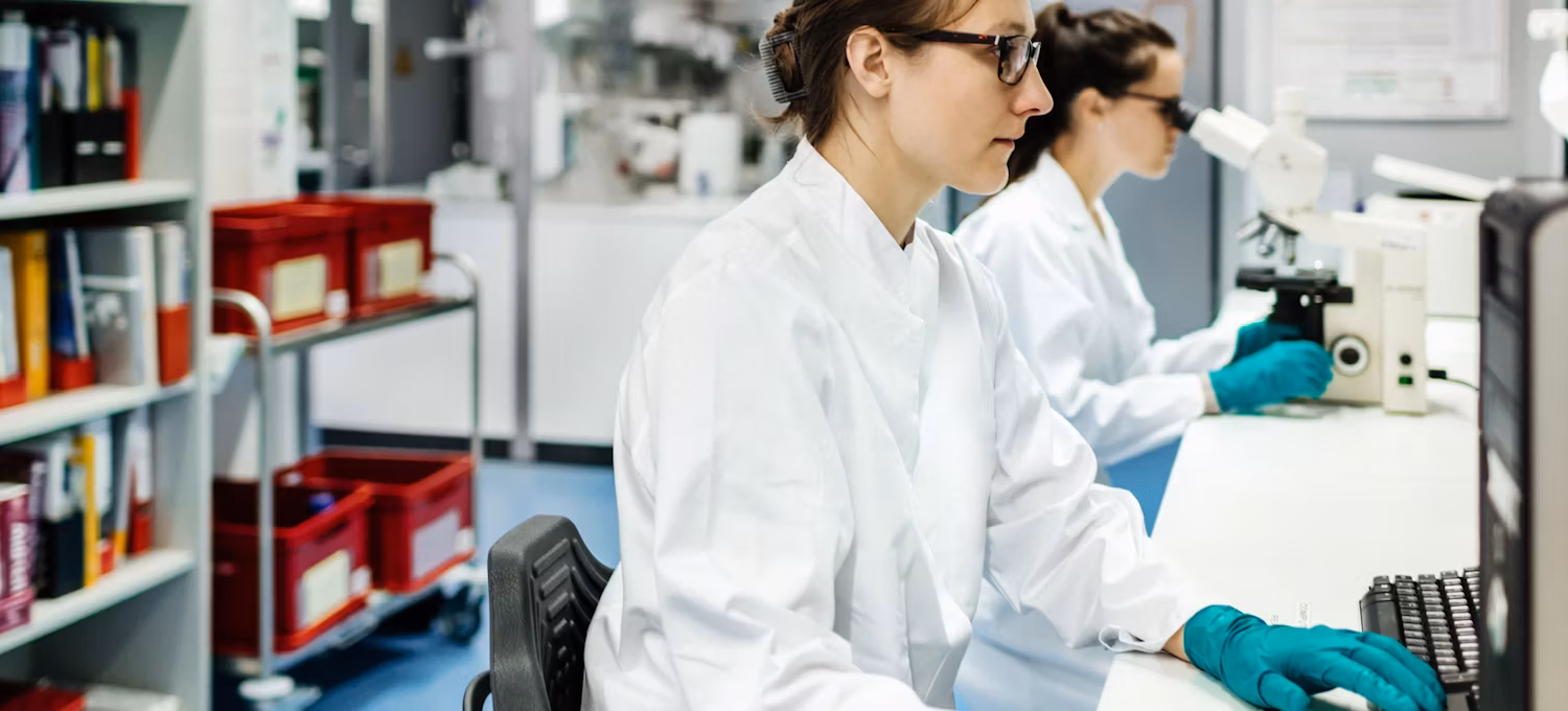 Laboratory technicians working
